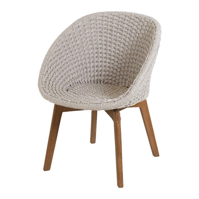 Light beige woven chair with a textured pattern and natural wooden legs. Perfect for modern and cozy interiors.