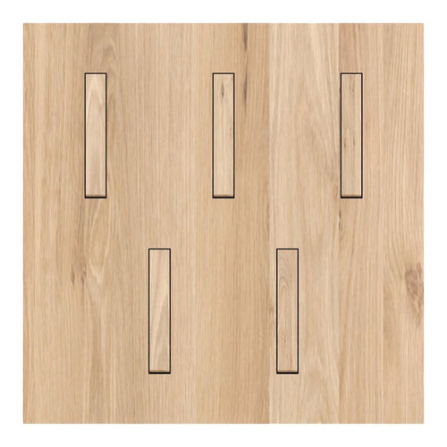 Natural wood panel featuring a light oak color with vertical grooves and a smooth grain pattern. Ideal for interior design.