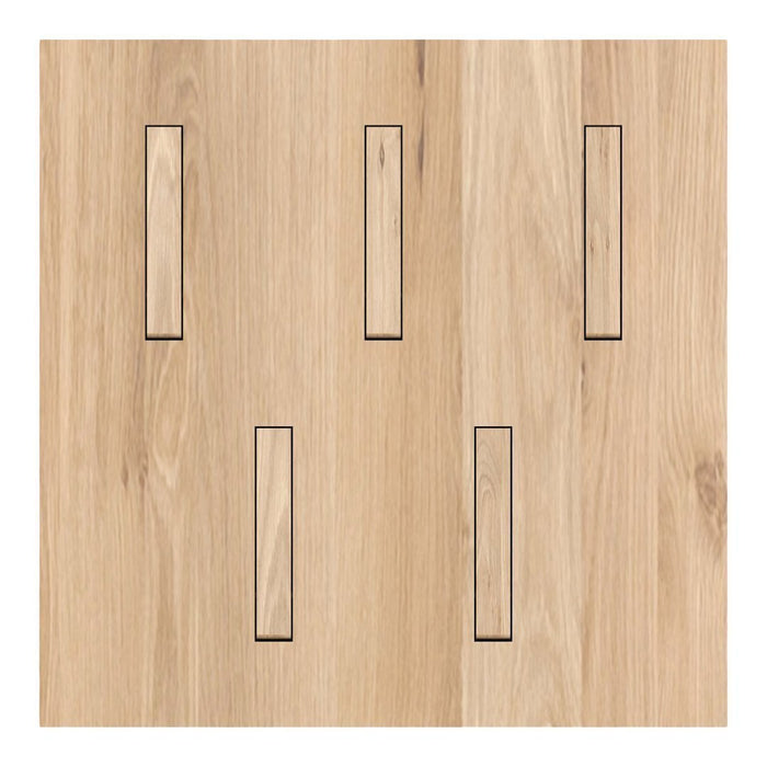 Natural wood panel featuring a light oak color with vertical grooves and a smooth grain pattern. Ideal for interior design.