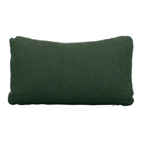 Dark green lumbar pillow with a textured weave pattern, perfect for adding a touch of nature to your decor.