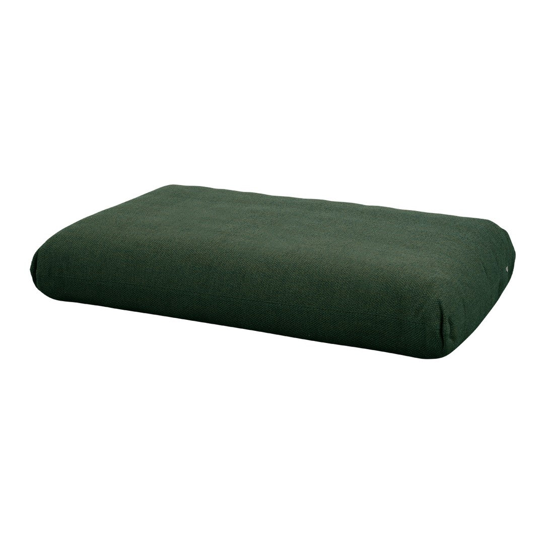 Deep green rectangular cushion with a simple, solid pattern for a modern, minimalist look.