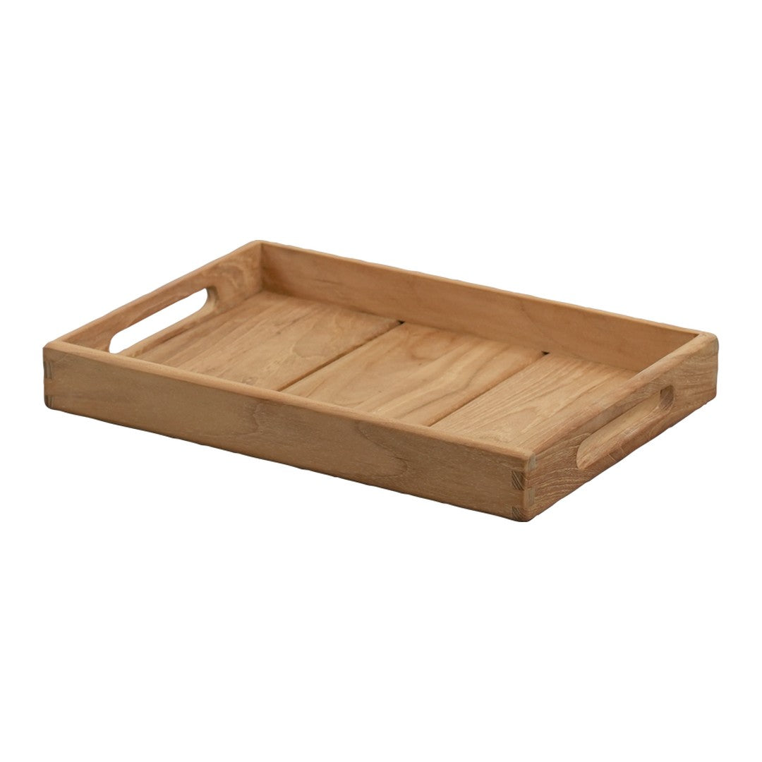 Natural wood tray with a smooth, light brown finish and minimalist design, featuring subtle grain patterns.