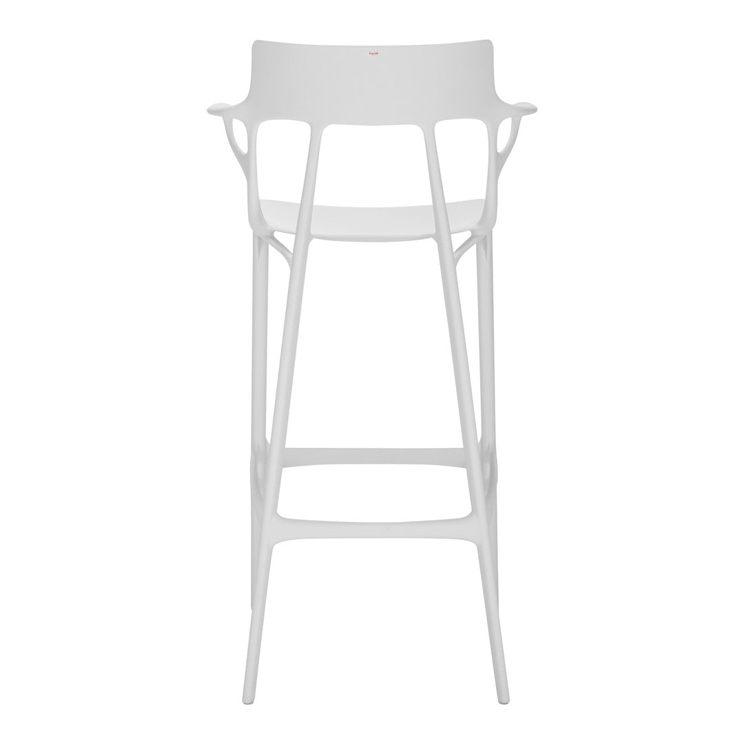 Modern white bar stool with sleek lines and minimalistic design. Perfect for contemporary interiors.