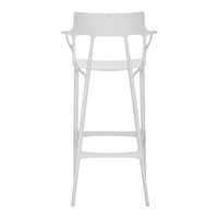 Modern white bar stool with sleek lines and minimalistic design. Perfect for contemporary interiors.