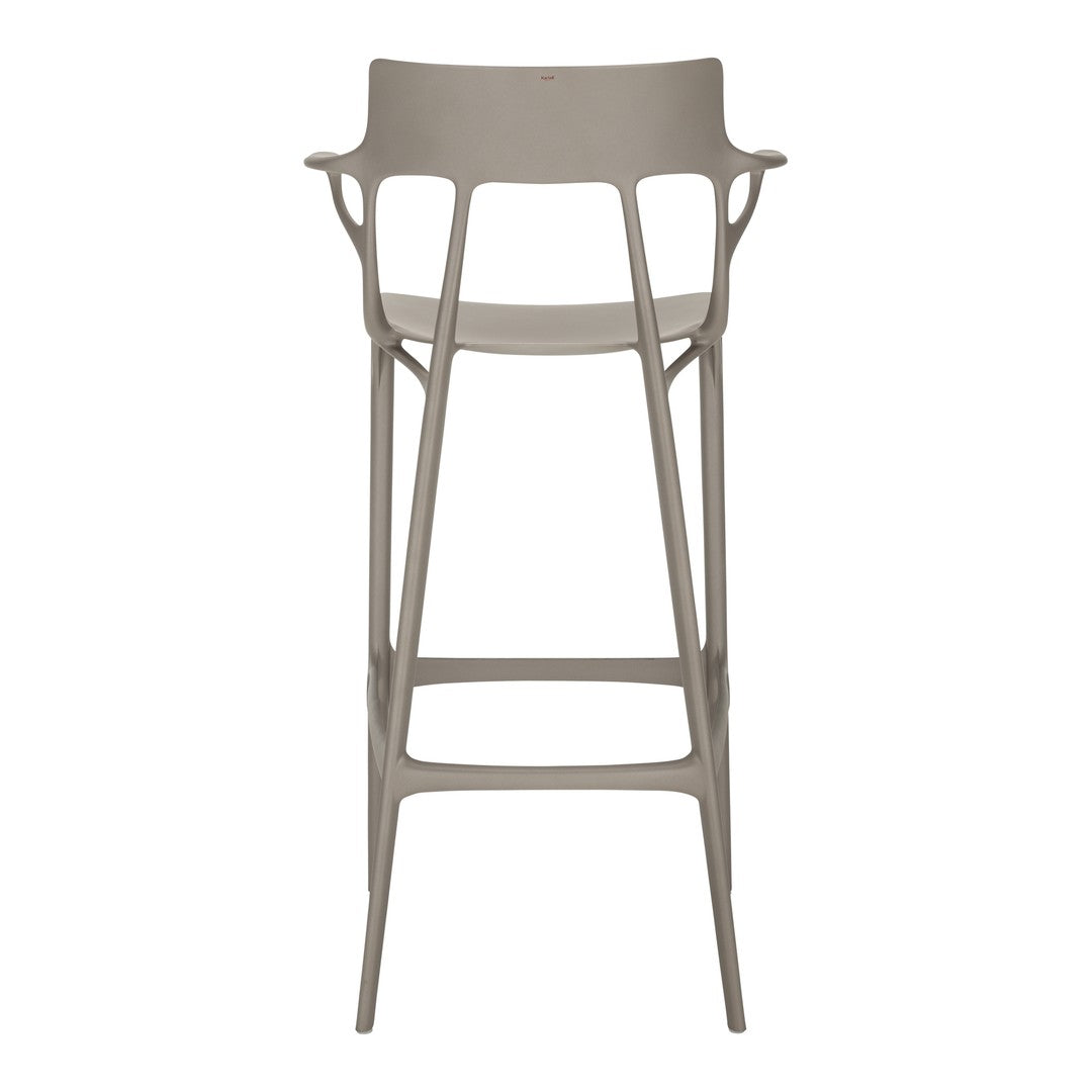 Light beige bar stool with a smooth, modern design and minimalist silhouette. Ideal for contemporary decor.
