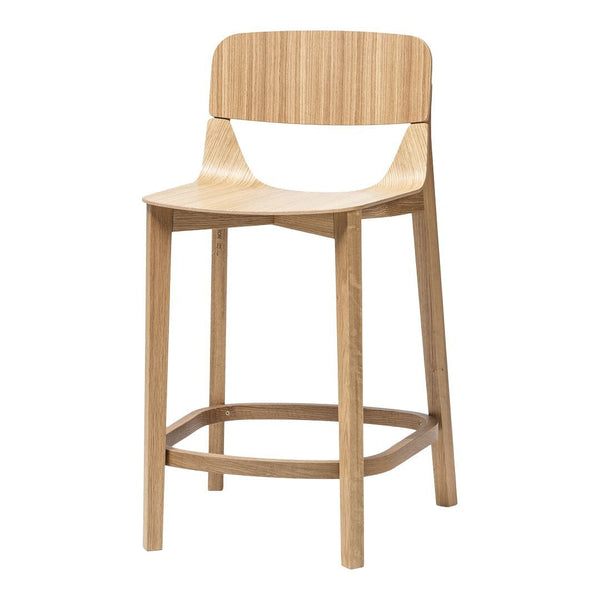 Natural wood bar stool in light beige with a smooth finish and minimalist design. Perfect for modern decor.