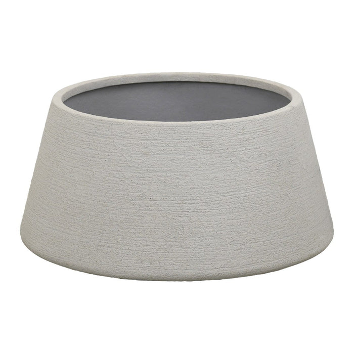 Gray textured bowl with a contrasting black interior, stylish and modern design, perfect for home decor.