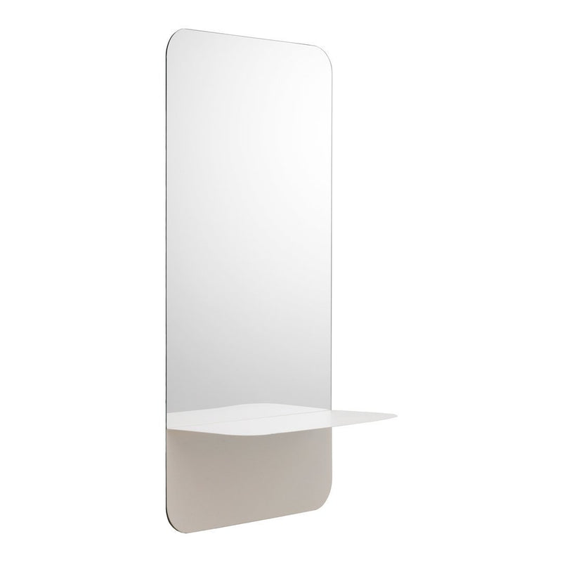 Sleek, modern wall mirror featuring a smooth white base and a minimalist design, perfect for contemporary decor.