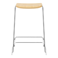 Natural wood finish with sleek chrome legs, modern design, and minimalist style. Perfect for contemporary spaces.
