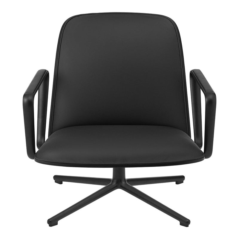 Sleek black upholstered chair with a minimalist design and smooth, streamlined patterns. Ideal for modern interiors.