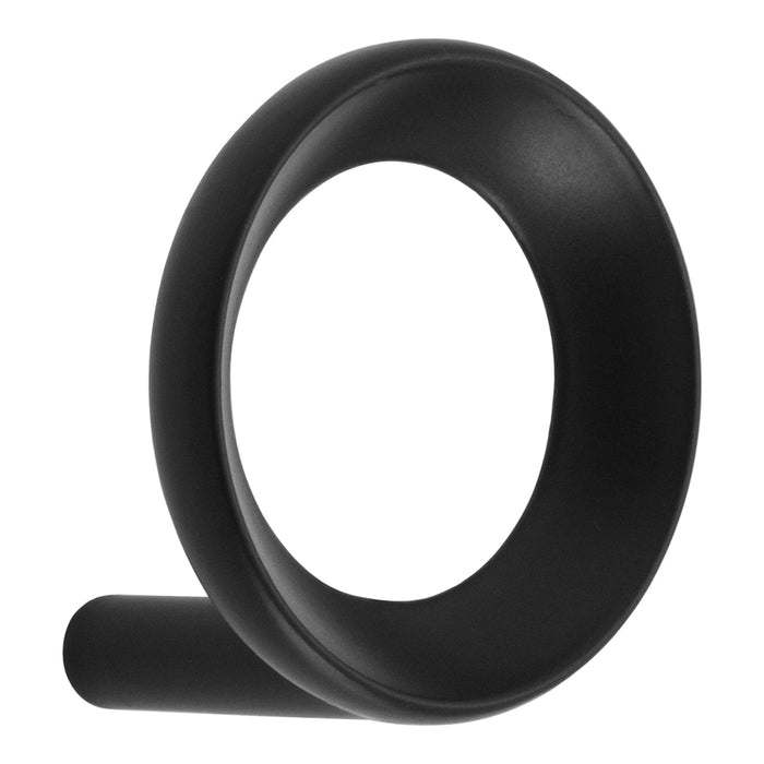 Sleek black round ring with a smooth matte finish, enhanced by a minimalist design and modern aesthetic.