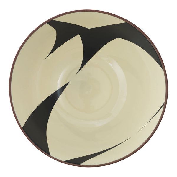Beige plate featuring bold black abstract patterns, ideal for modern table settings.