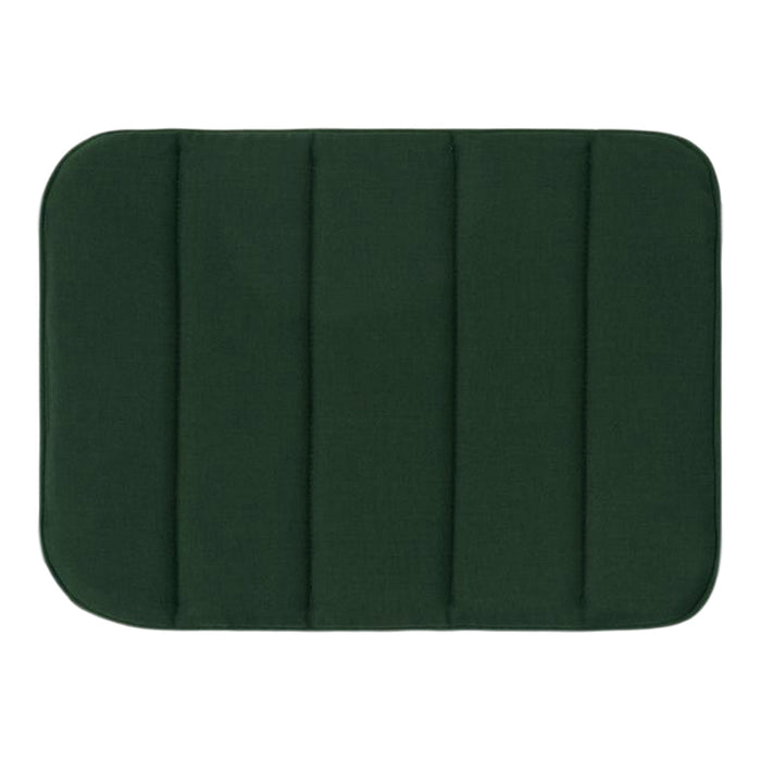 Dark green padded mat with subtle seam detailing, ideal for home decor and comfort.