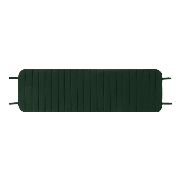 Dark green striped cushion pad with a sleek, modern design suitable for outdoor seating.