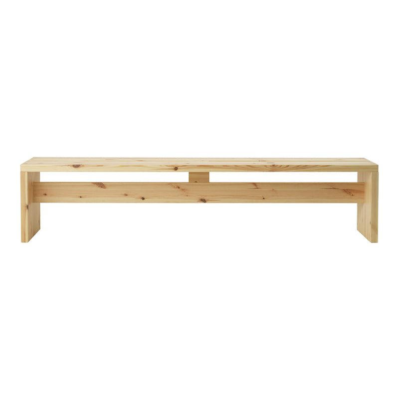 Light natural wood bench with a smooth finish and minimalist design, featuring no visible patterns.