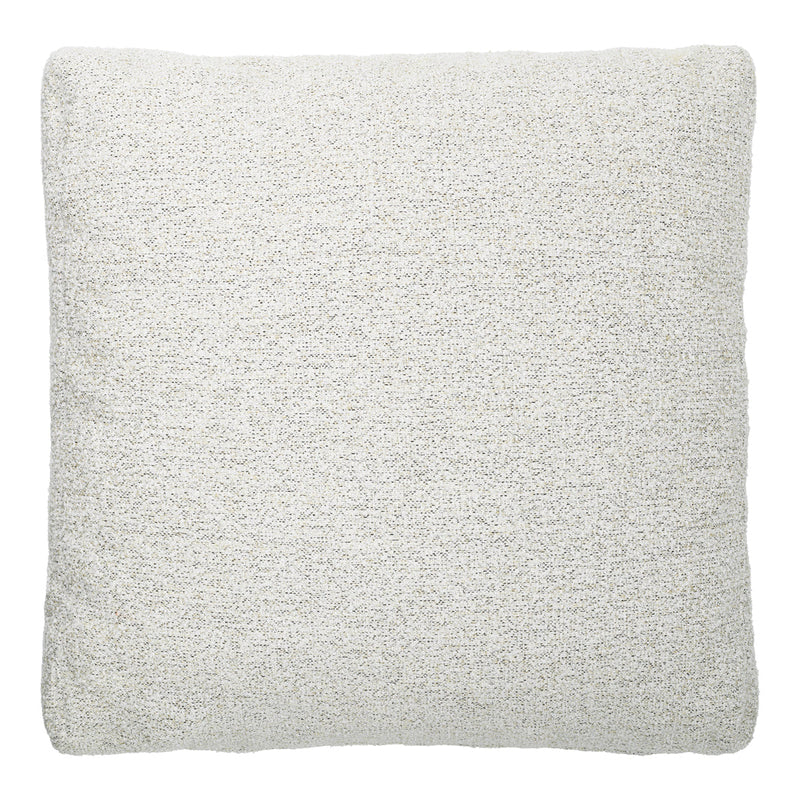 Textured white cushion with subtle gray speckles, perfect for adding a cozy touch to any decor.