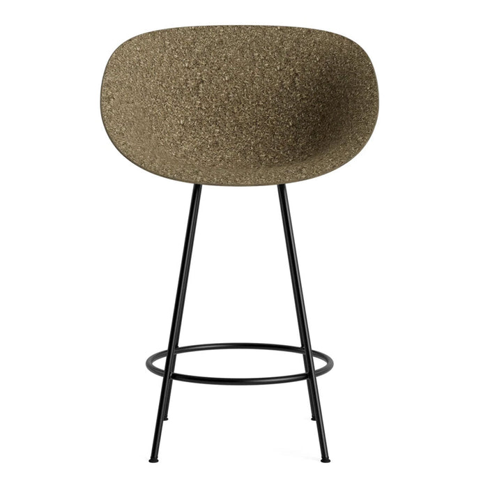 Brown textured seat with a smooth finish on a sleek black metal frame. Modern design for stylish interiors.