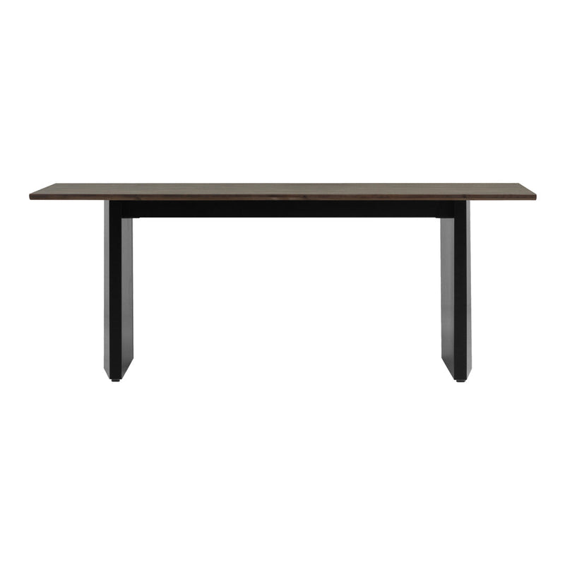 Black and natural wood table with a sleek, minimalist design and smooth surface. Perfect for modern interiors.
