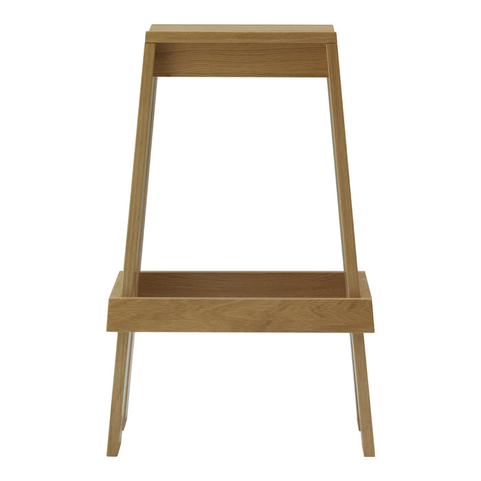 Light wood display stand with a sleek, minimalist design and natural grain pattern. Perfect for modern decor.
