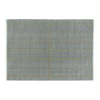 Gray placemat with subtle checkered pattern and yellow accent lines for a modern dining aesthetic.