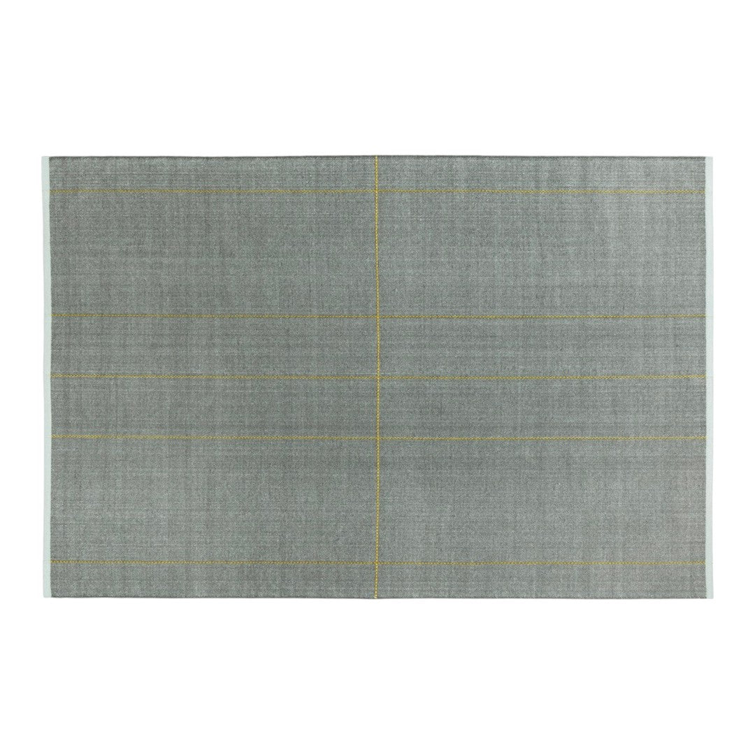 Gray textile with a subtle pattern and vibrant yellow lines, perfect for modern decor.
