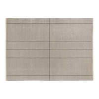 Beige woven rug featuring subtle black grid lines for a modern, minimalist look. Perfect for any decor style.