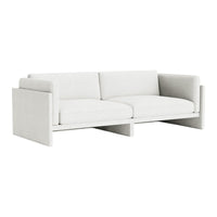 Light gray modern sofa with a minimalist design and smooth, solid fabric upholstery. Ideal for contemporary spaces.