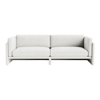 Modern light grey sofa with a minimalist design and soft texture, perfect for contemporary interiors.
