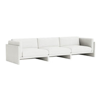 Modern white sectional sofa with clean lines and a textured fabric finish. Perfect for minimalist decor.