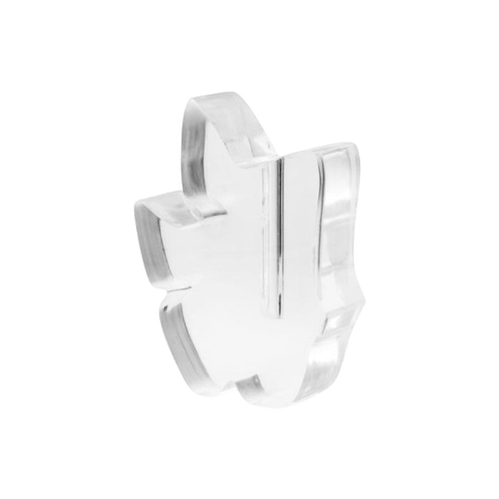 Clear acrylic decorative object with a unique flower shape and smooth, glossy finish. Ideal for modern decor.