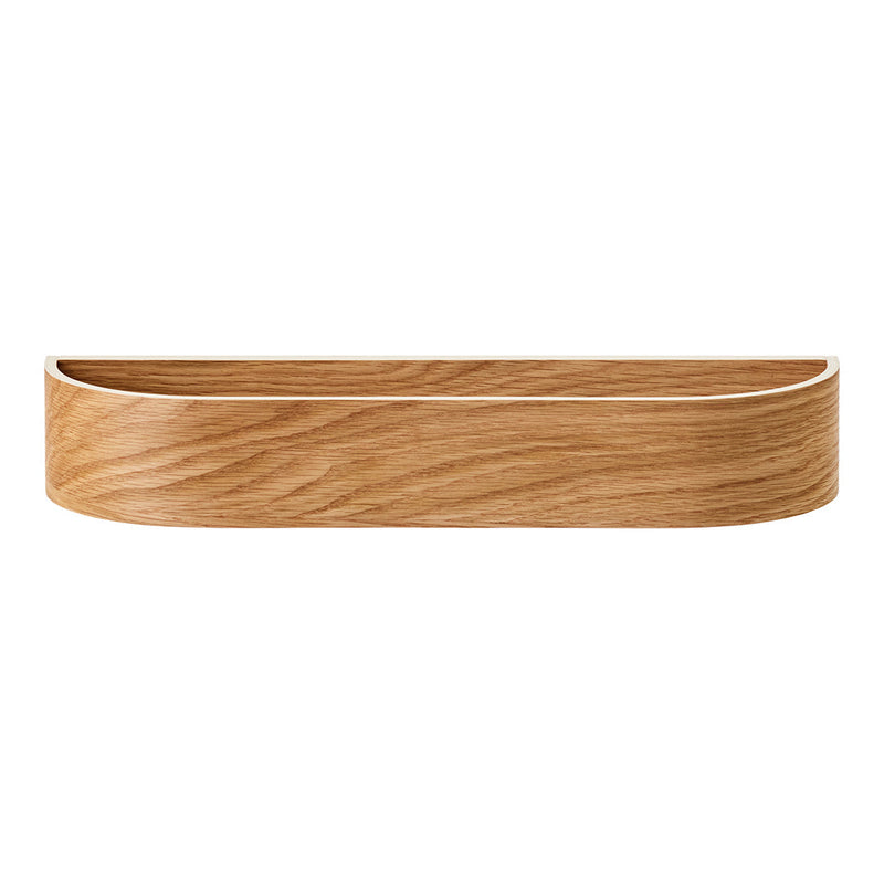 Natural wood tray with a warm oak grain pattern, featuring smooth, rounded edges and a light finish.