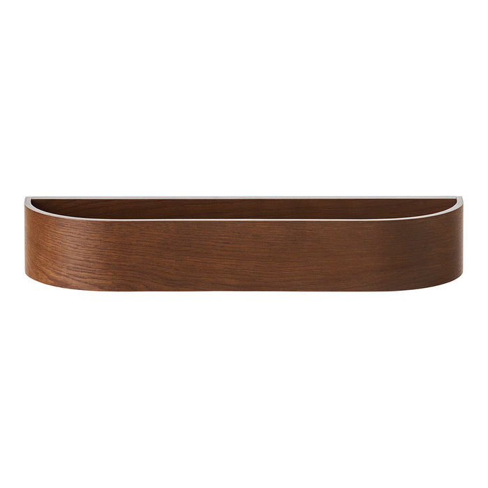 "Elegant brown wooden tray with smooth, rounded edges and a rich, textured finish."