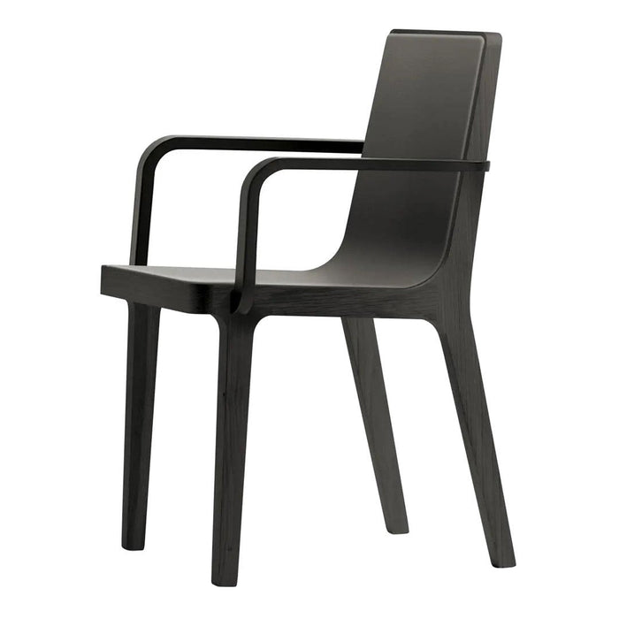 Sleek black chair with a modern design and smooth, matte finish; minimalist style perfect for contemporary spaces.