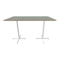 Light green tabletop with wood trim and white legs, creating a modern, minimalistic design.