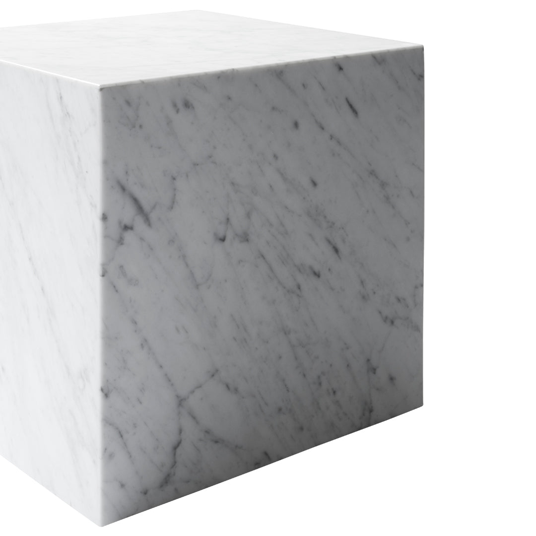 Marble Plinth End Table - Cubic