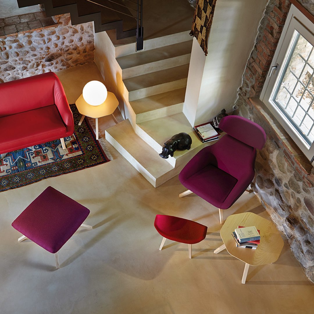 X Big Footrest - Wood Base - Upholstered