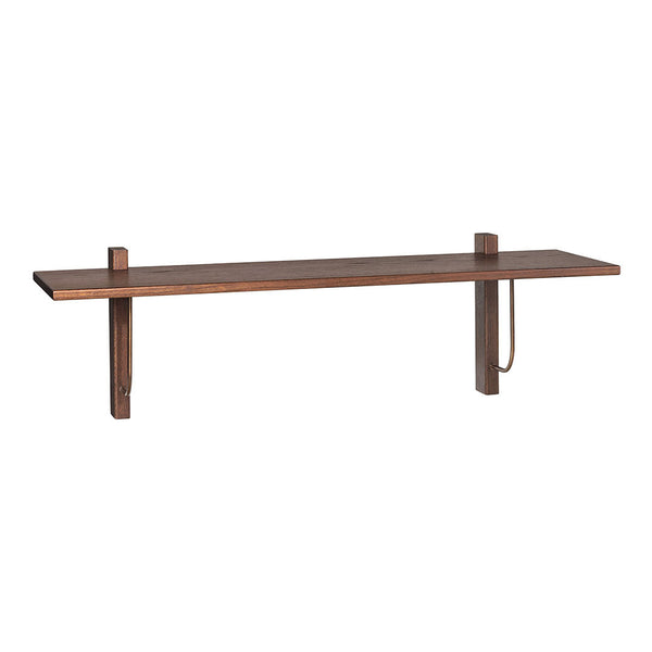 Walnut floating shelf with a smooth, natural wood finish and minimalist design, perfect for modern decor.