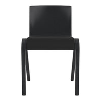 Sleek black chair with a minimalist design and smooth finish, perfect for modern interiors.