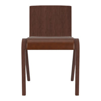 Brown wooden chair with a smooth, dark finish and a sleek, modern design. Perfect for contemporary interiors.