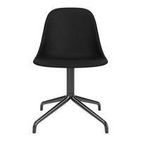 Black sleek chair with a smooth, matte finish and a modern four-legged base in matching black metal.