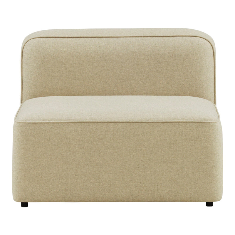 Light beige upholstered chair with a smooth, minimalist design and clean lines. Perfect for modern decor.