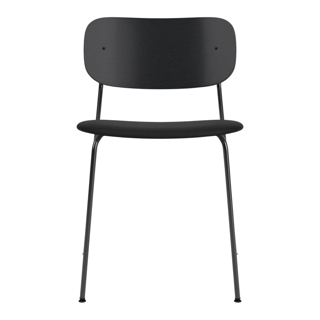 Black minimalist chair with a smooth, solid finish and simple design. Ideal for modern decor.