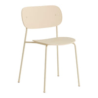 Minimalist cream-colored chair with a smooth finish and simple, modern design. Ideal for versatile home decor.