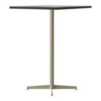 Black square tabletop with a light green, minimalist metal base. Perfect for modern decor.