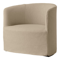 Beige textured accent chair with a curved design, perfect for modern interiors.