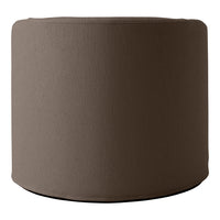 Round brown pouf with a textured pattern, perfect for modern home decor. Ideal for stylish seating and footrest.