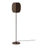 Brown modern floor lamp with sleek, minimalist design and smooth finish. Perfect for contemporary decor.