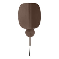 Brown wall lamp with a modern minimalist design, featuring smooth, rounded shapes and a sleek finish.