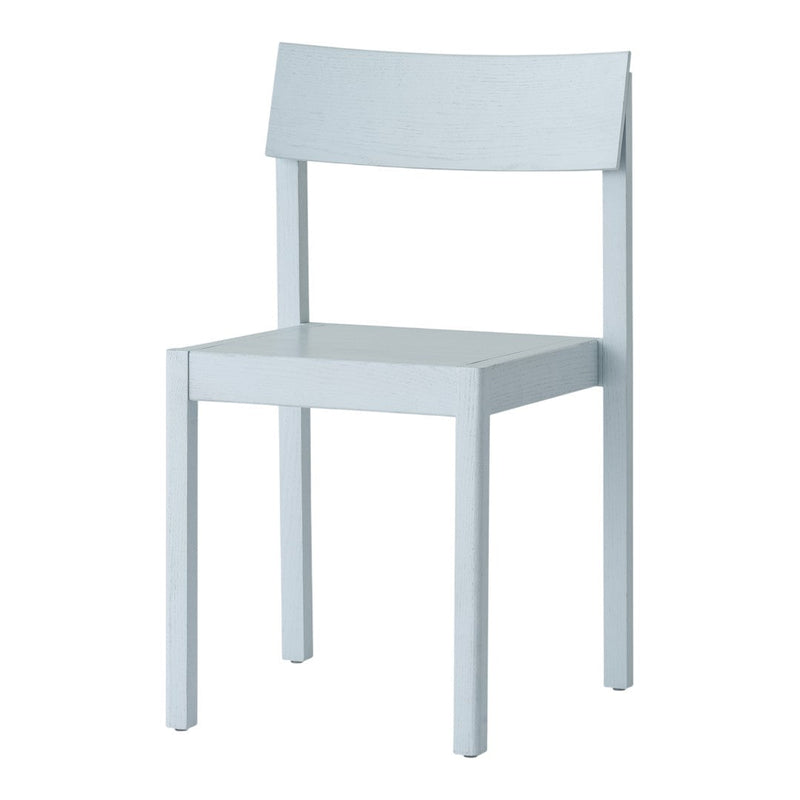 Sleek, minimalist chair in light blue with a smooth finish and no patterns for a modern look.