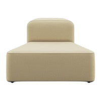 Beige modern chaise lounge with a smooth, textured fabric and minimalistic design. Ideal for contemporary decor.
